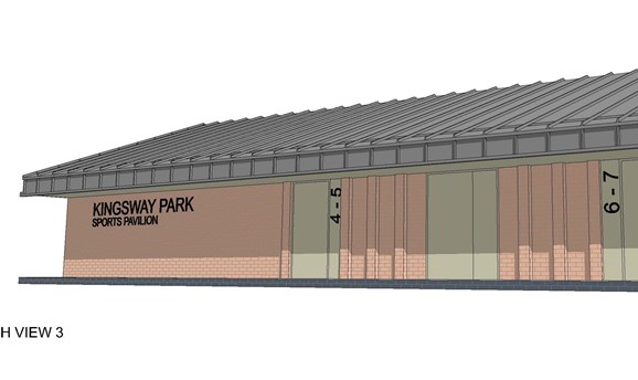 a 3D rendering of the new changing pavilion on Kingsway Park 