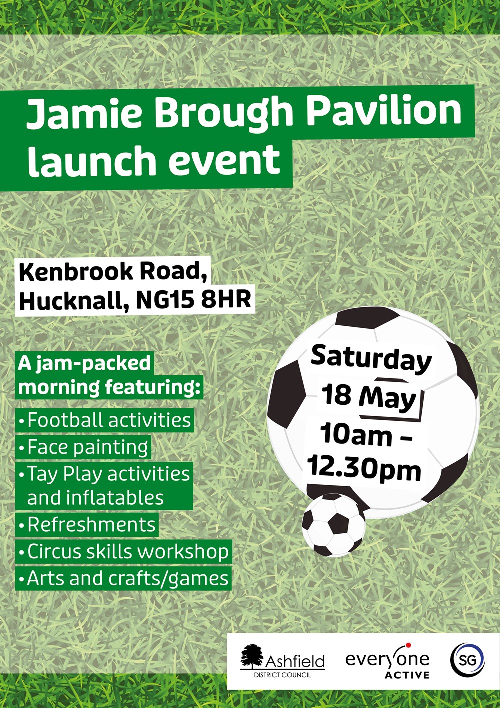 Jamie Brough Pavilion launch event Saturday 18 May 10am - 12.30pm