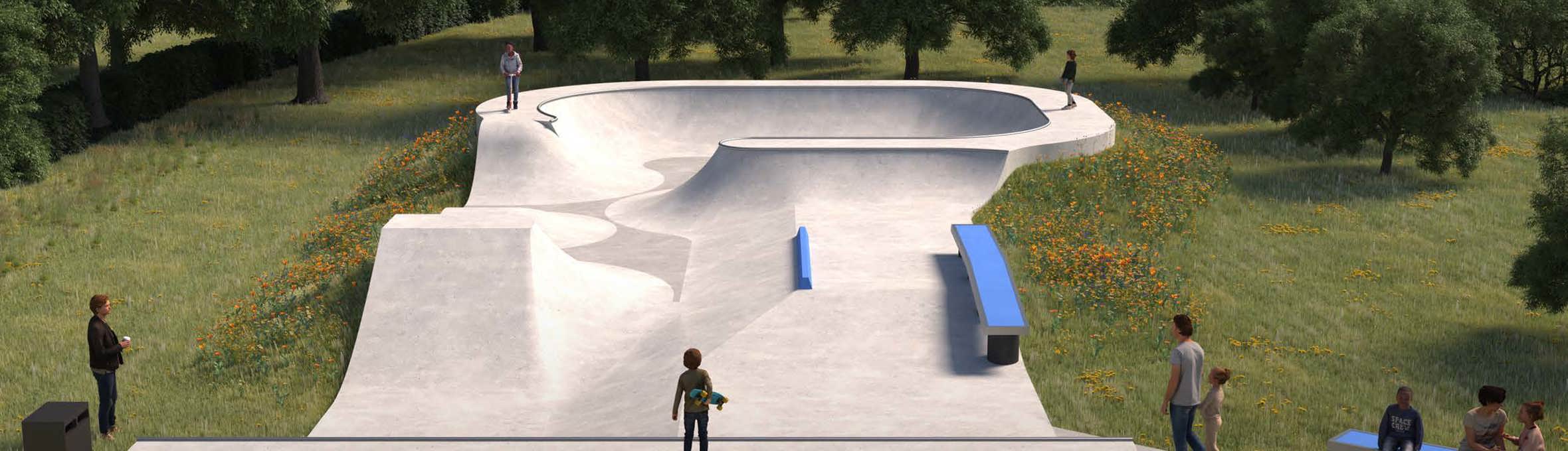 An artist impression of the new skate bowl at Huthwaite Welfare Park 