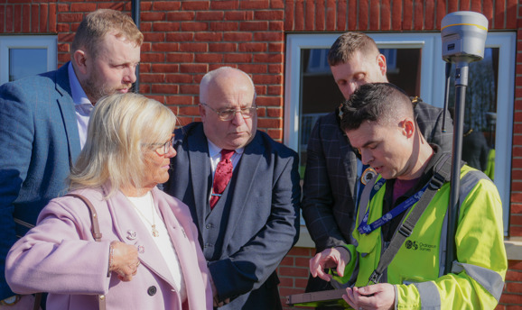 Diane Sheldon and Ashfield councillors being shown the Ordnance Survey map by Richard Bailey-Wiles