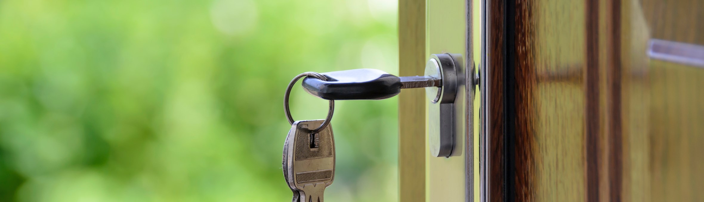 Key hanging from a lock