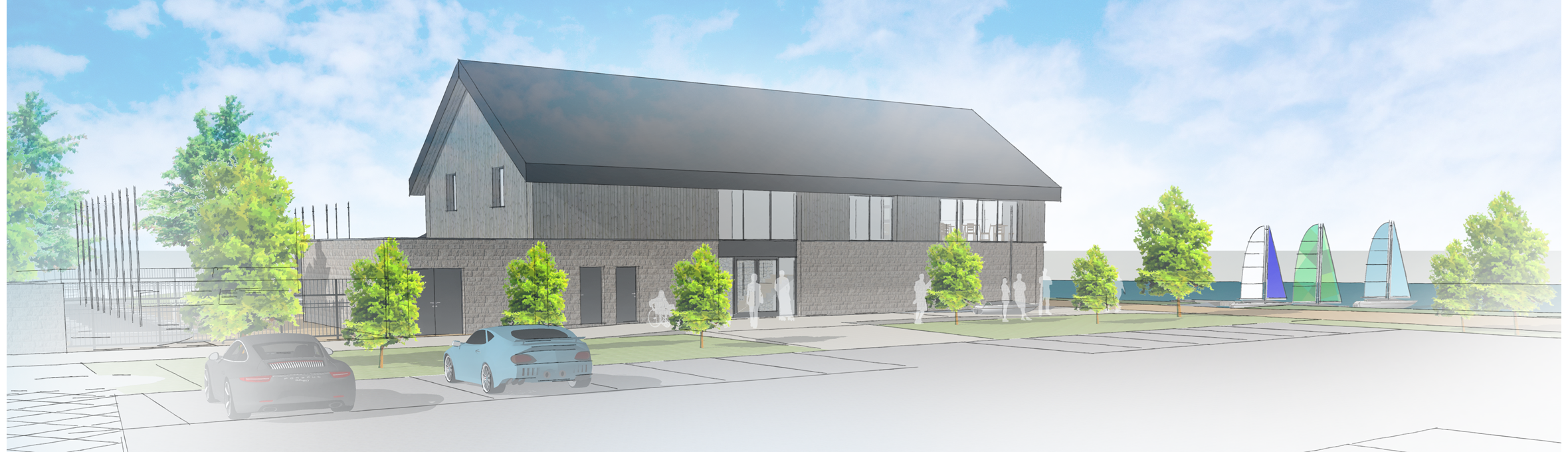 Artist impression of the new boathouse at Kings Mill Reservoir