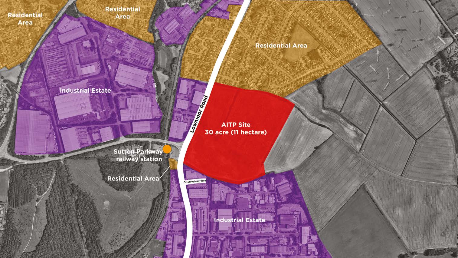 Map - where the Ashfield Innovation and Technology Park would be placed in context to other places