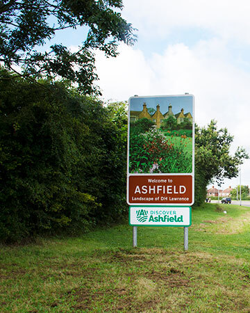 Welcome to Ashfield sign