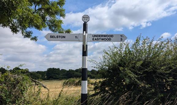 Selston, Underwood and Eastwood signpost