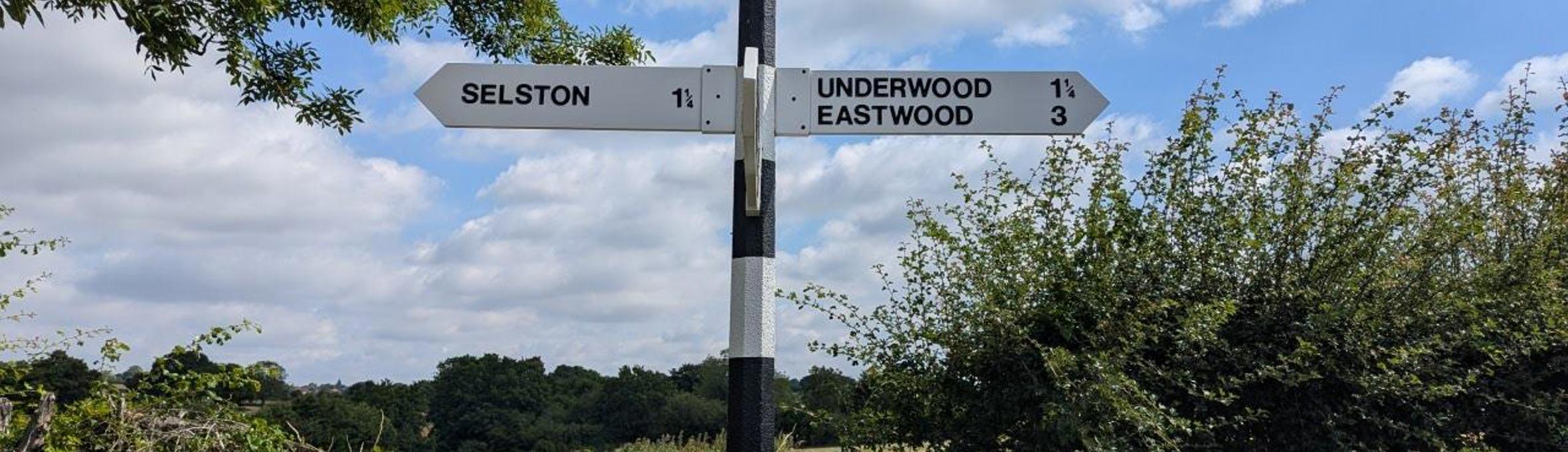 Selston, Underwood and Eastwood signpost