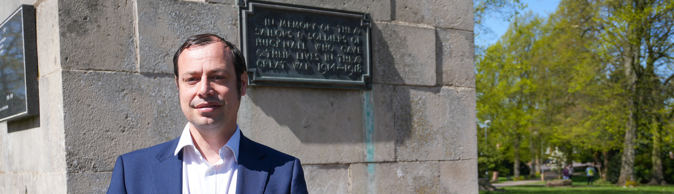 Cllr Lee Waters at the Hucknall War Memorial