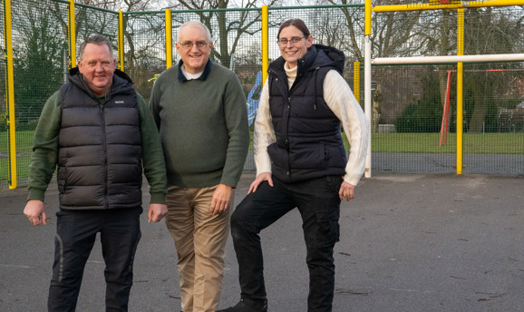 Cllrs Dave Shaw, Helen Ann Smith and David Martin at Titchfield Park