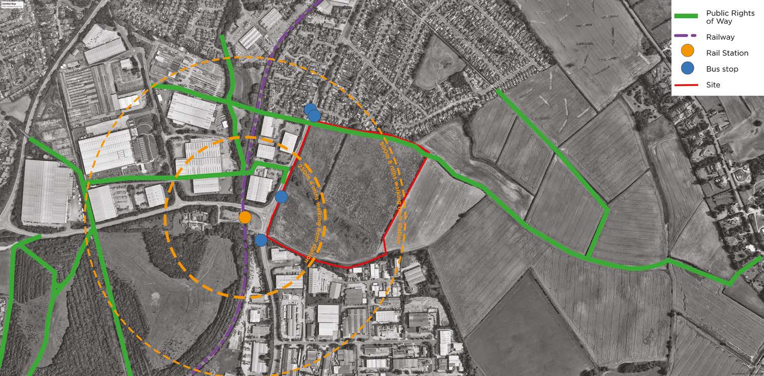 Map showing various methods of transport available near to Ashfield Innovation and Technology Park