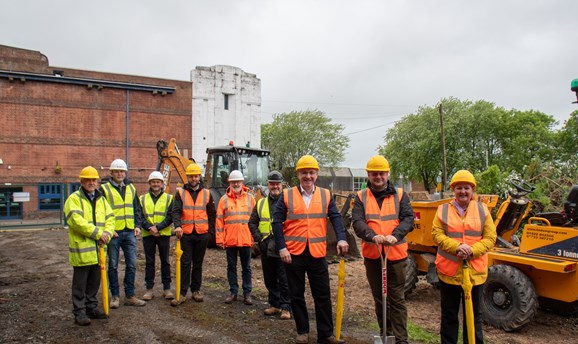Ashfield councillors, the Leader of the council and other construction staff on site.