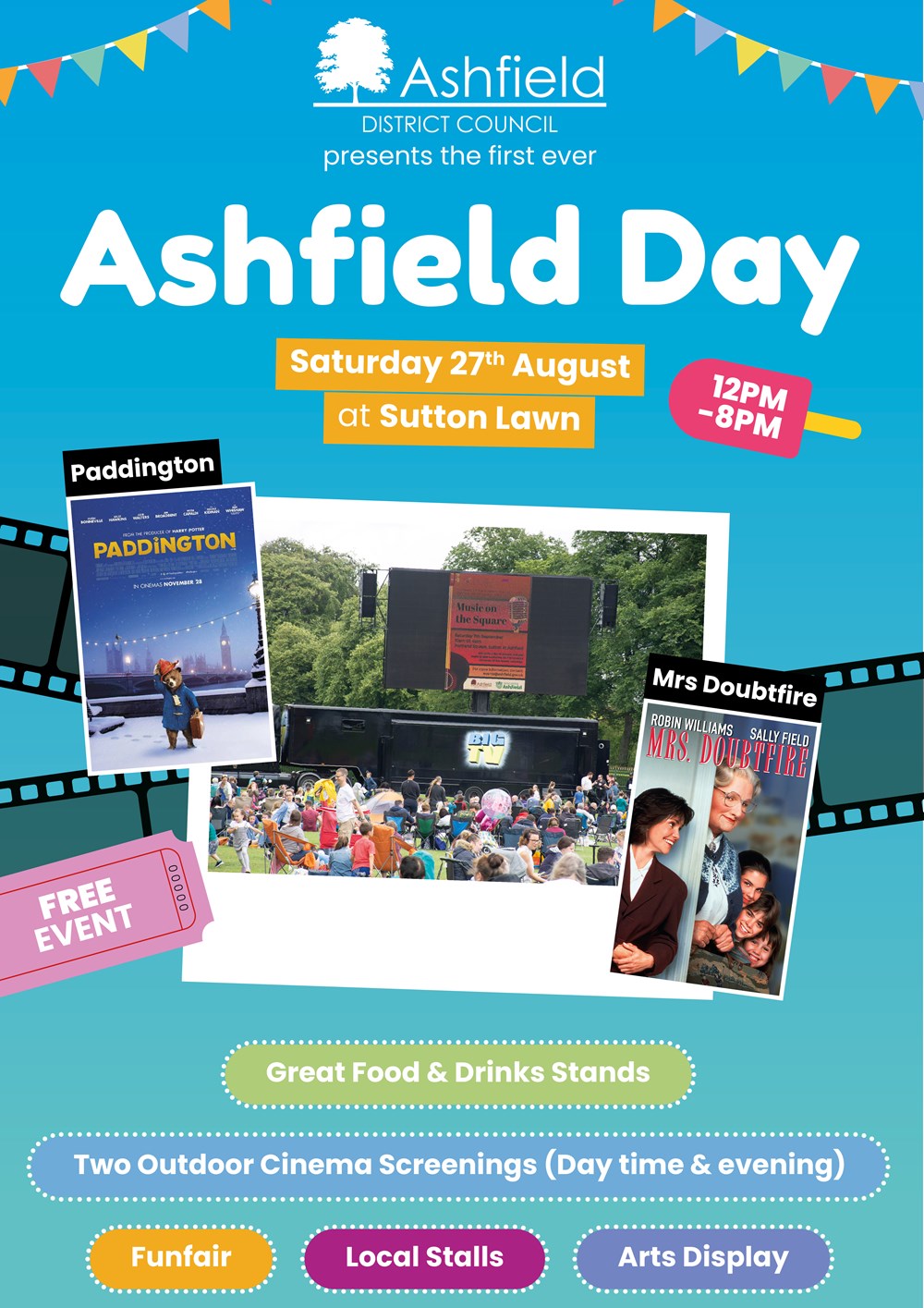 Ashfield District Council presents the first ever Ashfield Day at Sutton Lawn on Saturday 27 August
