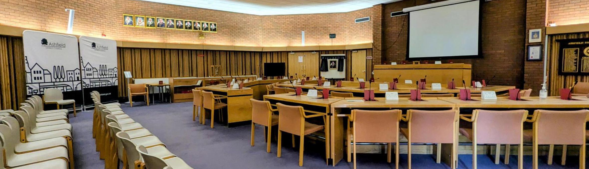Committee room at Ashfield District Council
