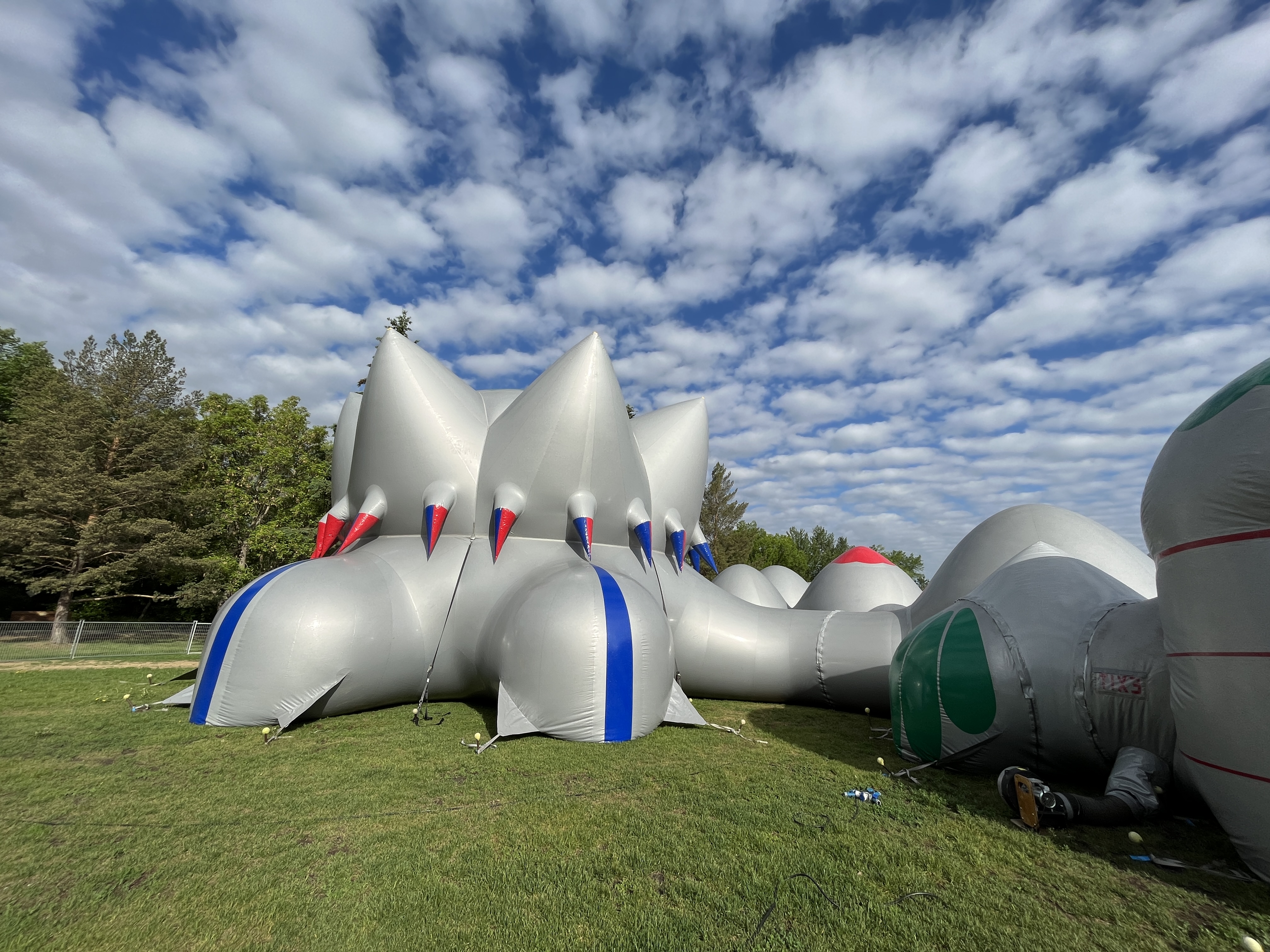 A giant grey inflatable installation 