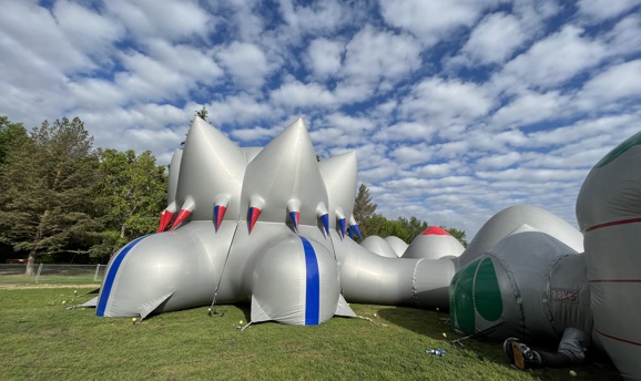A giant grey inflatable installation 