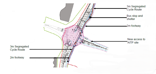 Map of Ashfield Innovation and Technology Park with transport information