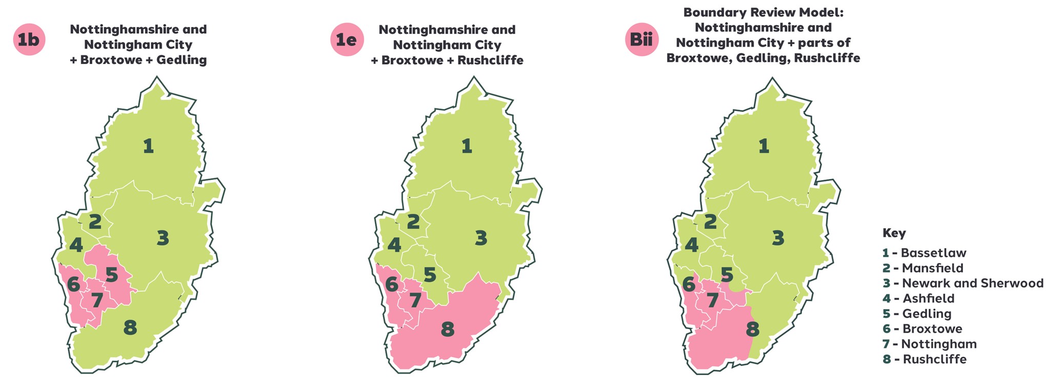 A graphic showing the 3 options for LGR in Nottinghamshire