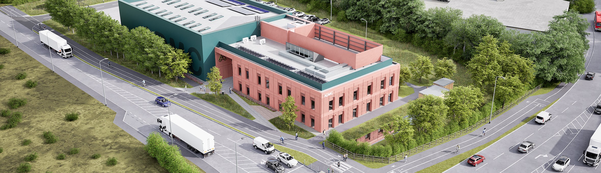 A digital image showing the planned ADMC building