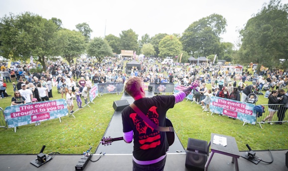 A performer on the stage at the Ashfield Show 2024 