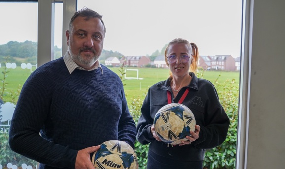 Councillor Chris Huskinson and Amy Vernon from Everyone Active at the Jamie Brough Sports Pavillion