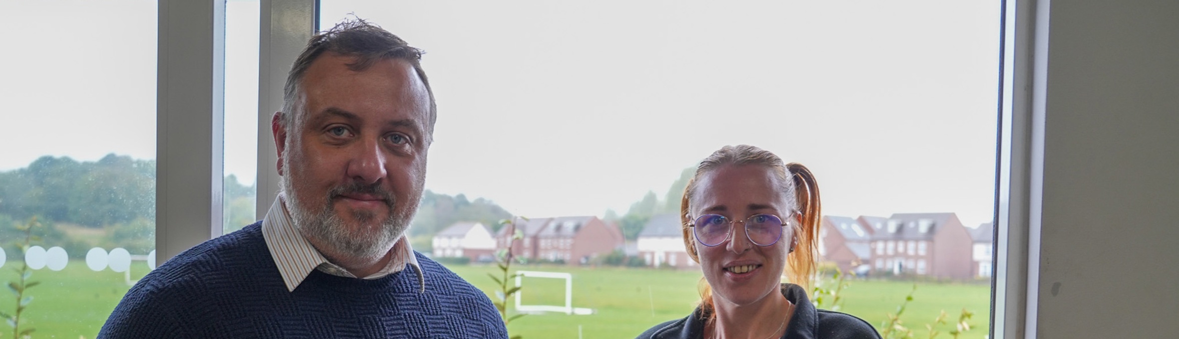Councillor Chris Huskinson and Amy Vernon from Everyone Active at the Jamie Brough Sports Pavillion