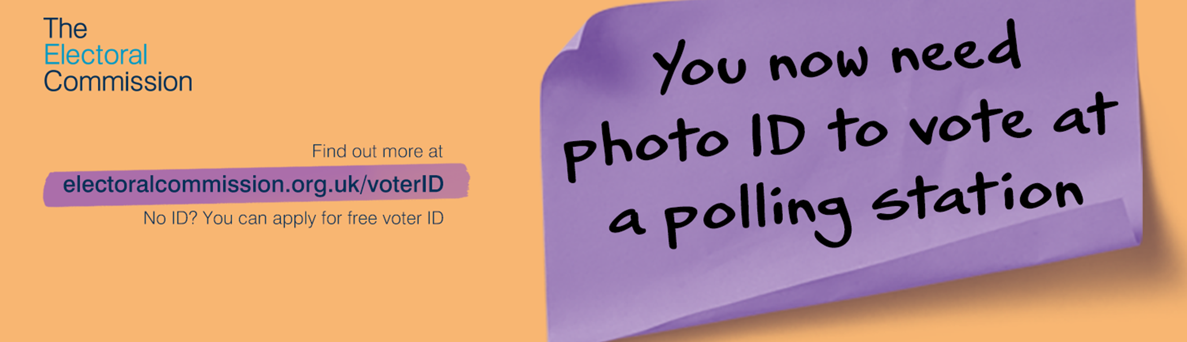 post-it note saying you now need photo ID to vote at a polling station