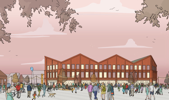 artist impression showing a 3 storey building with a four pitched roof 