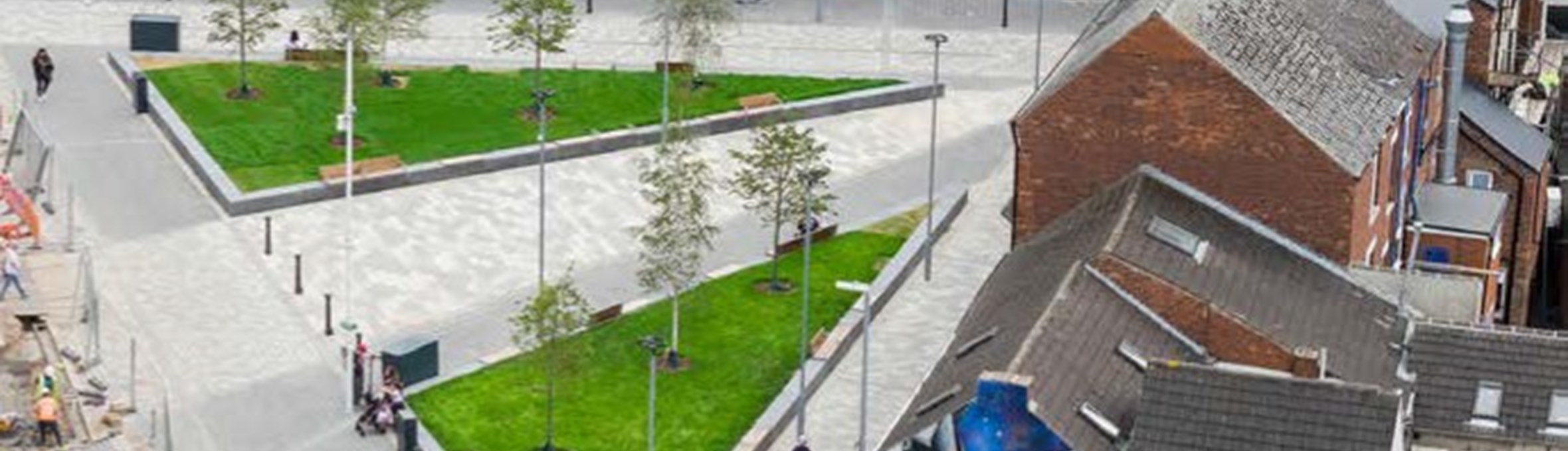 The revamped Portland Square pictured from the air