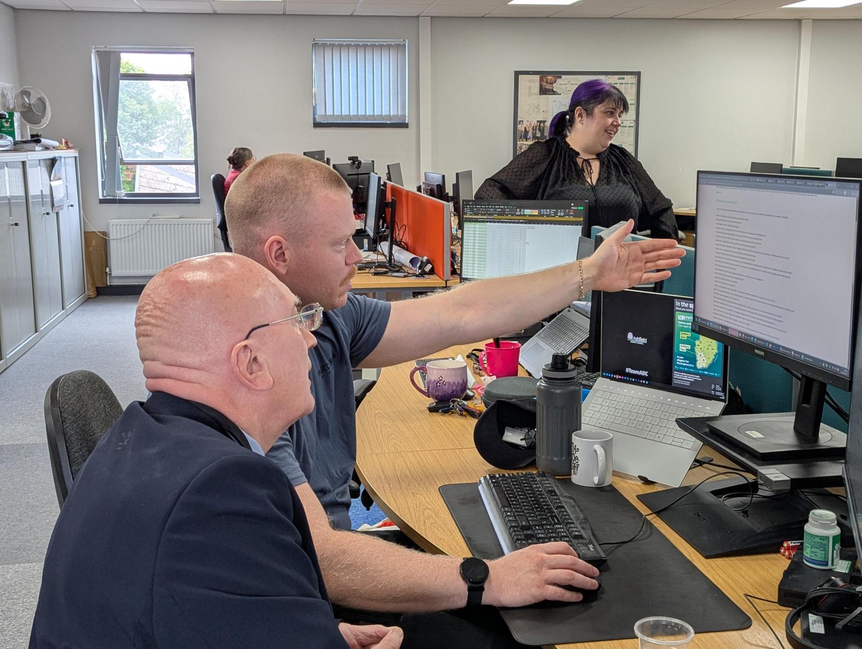 Councillor John Wilmott with the digital team 