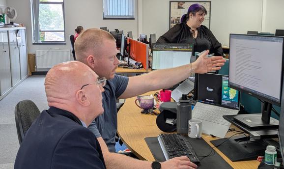 Councillor John Wilmott with the digital team 