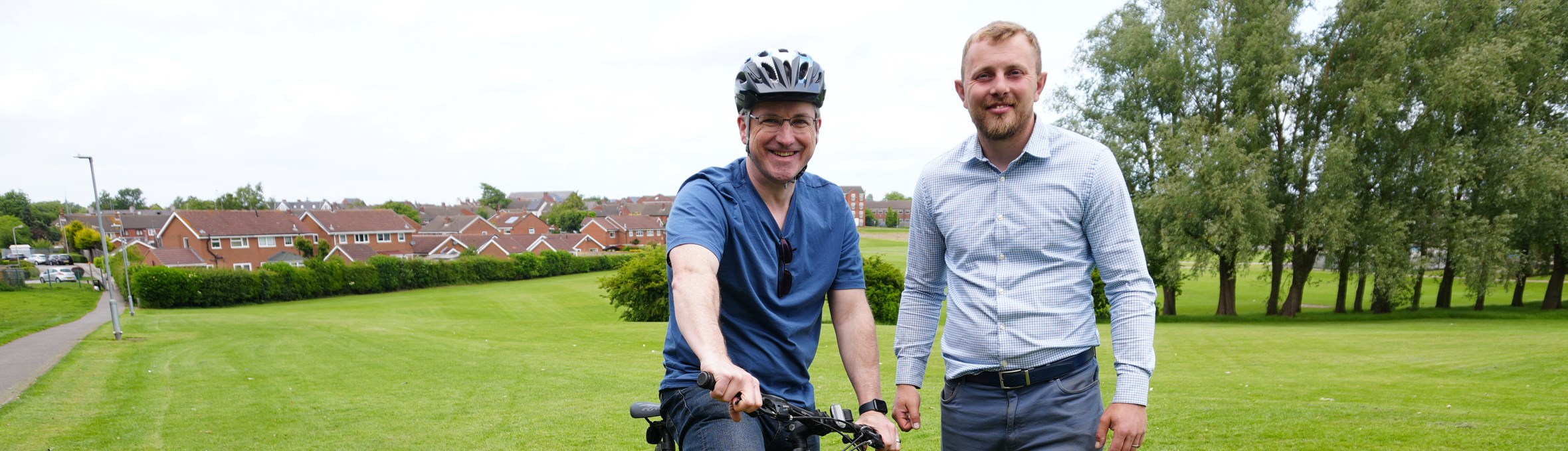 Councillors Matt Relf and Tom Hollis on Sutton Lawn
